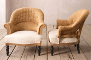 Pair of Napoleon III hessian tub chairs - TallBoy Interiors