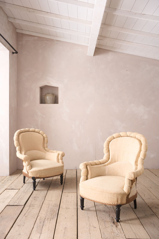 Pair of Napoleon III Pie crust armchairs