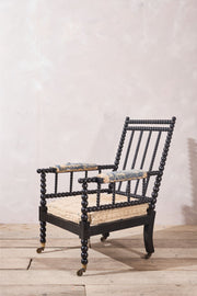 Georgian period Ebonised bobbin library chair - TallBoy Interiors