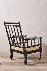 Georgian period Ebonised bobbin library chair - TallBoy Interiors
