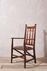 Arts and crafts oak and leather desk chair - TallBoy Interiors