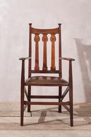 Arts and crafts oak and leather desk chair - TallBoy Interiors