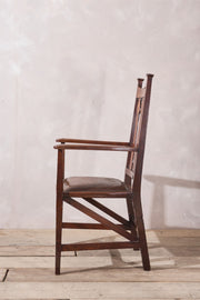 Arts and crafts oak and leather desk chair - TallBoy Interiors