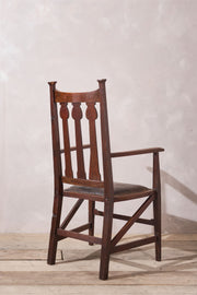 Arts and crafts oak and leather desk chair - TallBoy Interiors