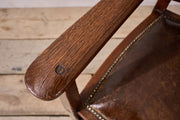 Arts and crafts oak and leather desk chair - TallBoy Interiors