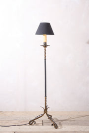 Mid Century Spanish Gilt Metal And Leather Floor Lamp - TallBoy Interiors