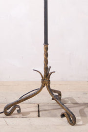 Mid Century Spanish Gilt Metal And Leather Floor Lamp - TallBoy Interiors
