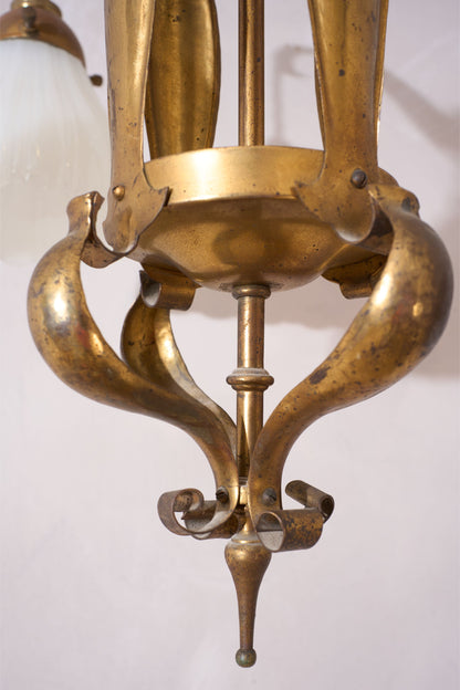Arts and Crafts 4 arm ceiling light in the manner of WAS Benson