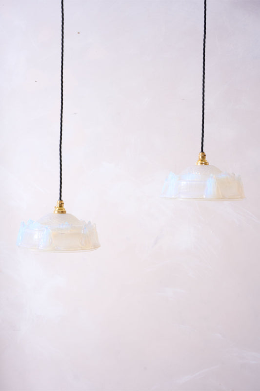 1930's Vaseline glass pendant lights - 1 available