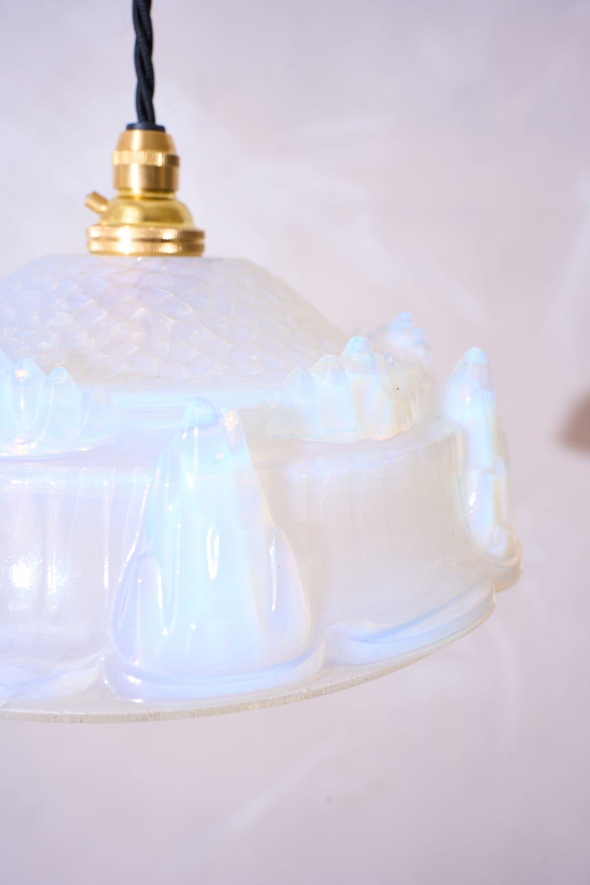 1930's Vaseline glass pendant lights - 1 available - TallBoy Interiors