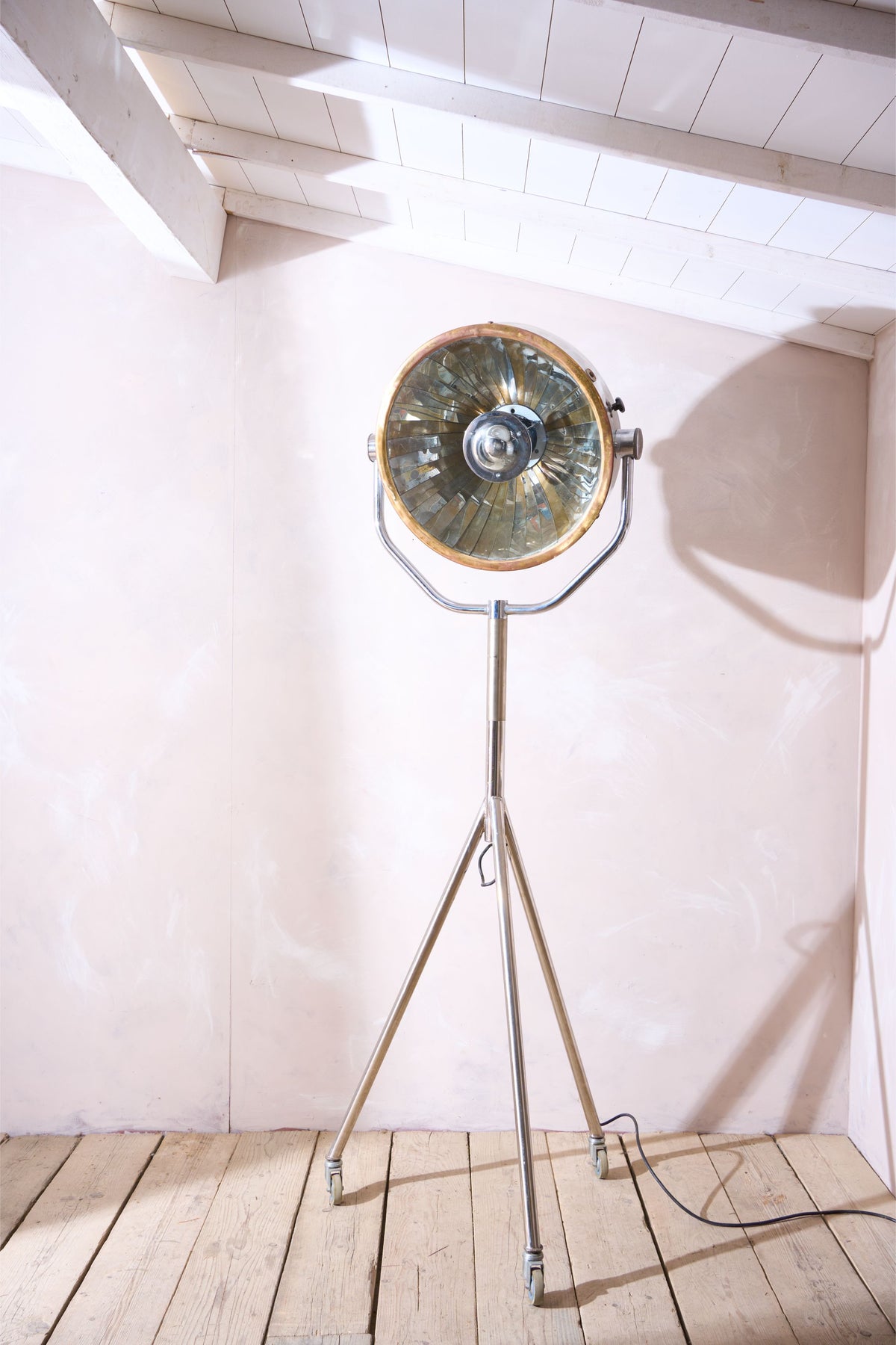 20th century Chrome and brass medical floor lamp - TallBoy Interiors