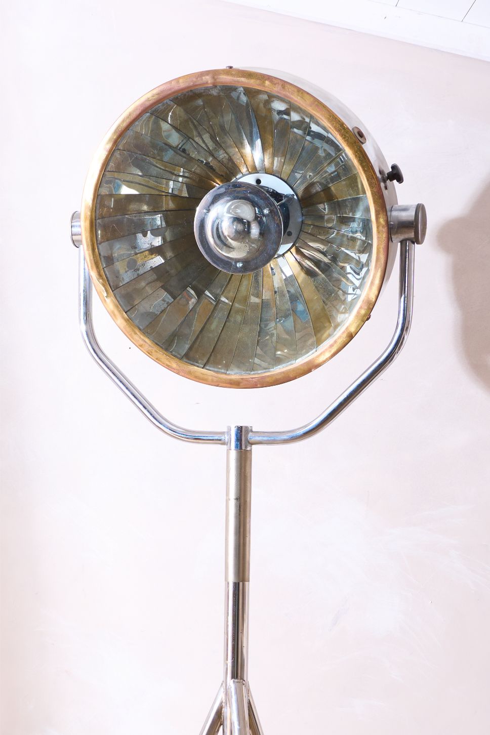 20th century Chrome and brass medical floor lamp - TallBoy Interiors