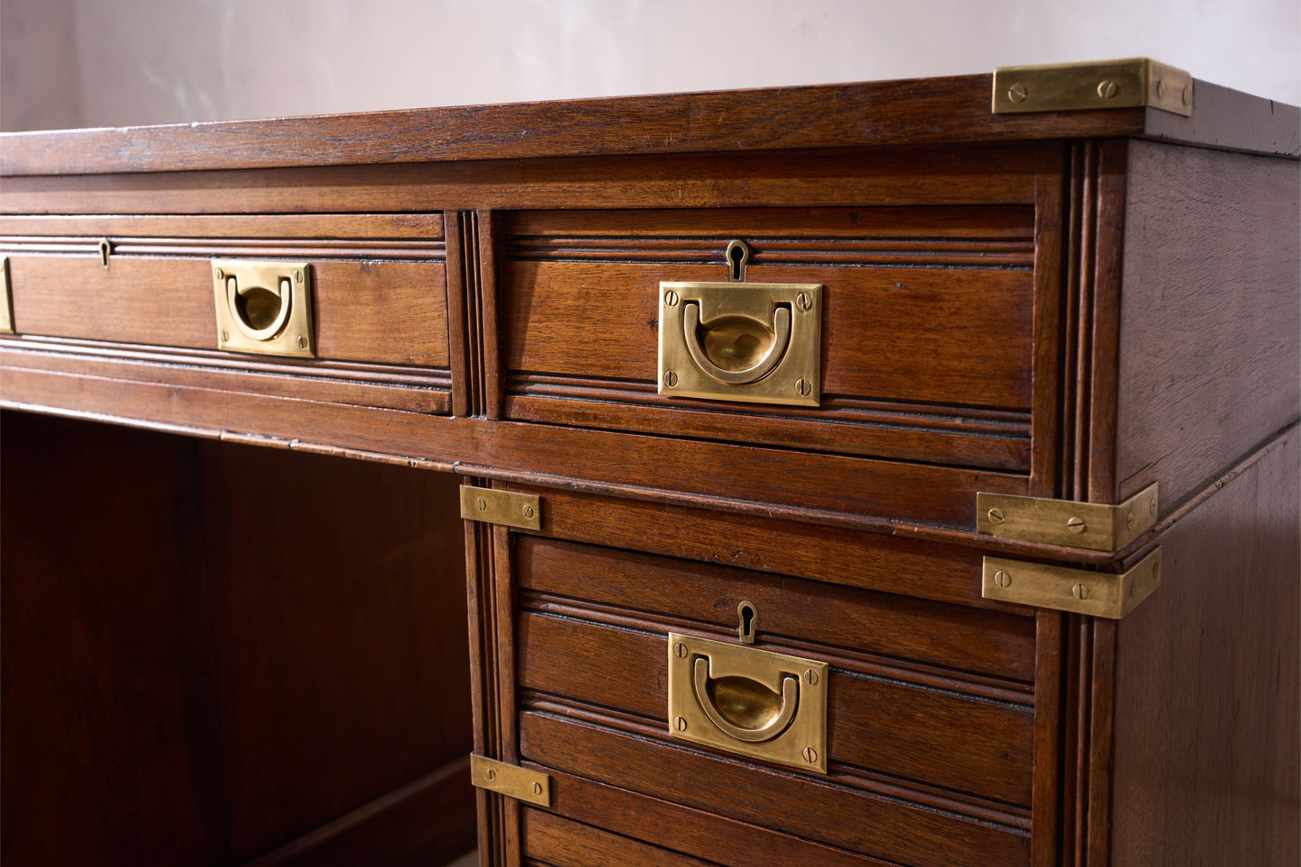 c.1920 Mahogany and leather campaign desk