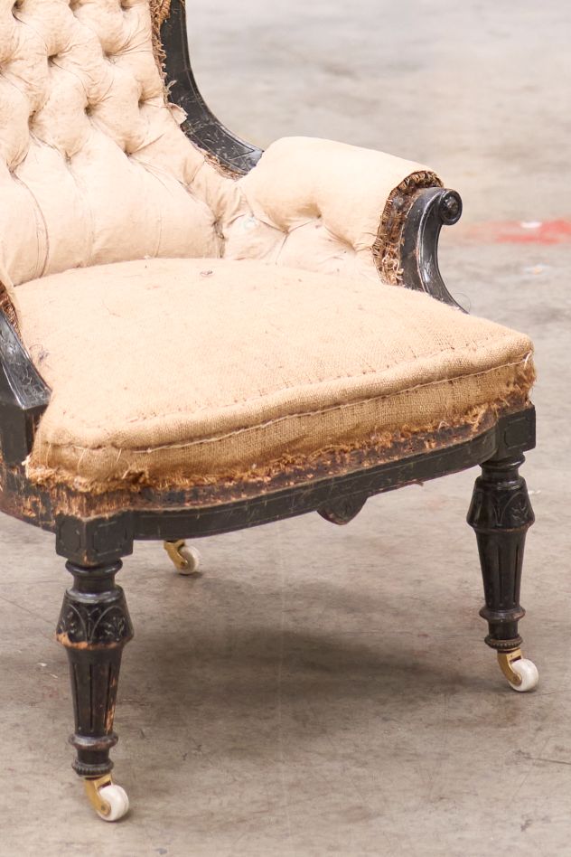 English Aesthetic movement nursing chair, possibly by Maple & Co - TallBoy Interiors