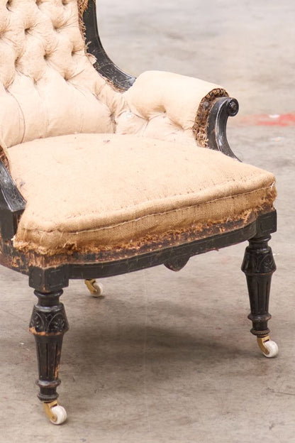 English Aesthetic movement nursing chair, possibly by Maple & Co - TallBoy Interiors