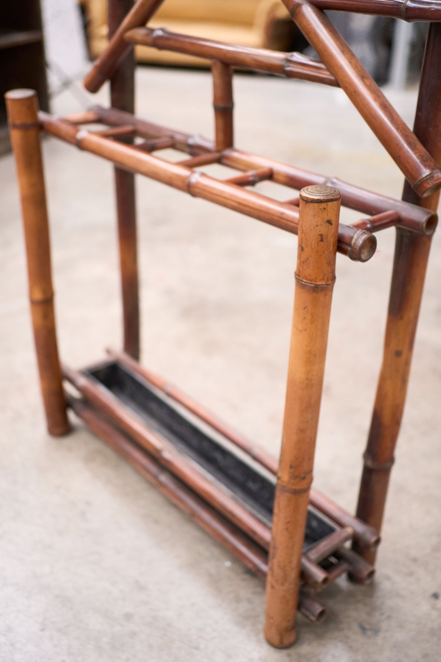 c.1900 Bamboo chinoiserie hall stand with mirror - TallBoy Interiors