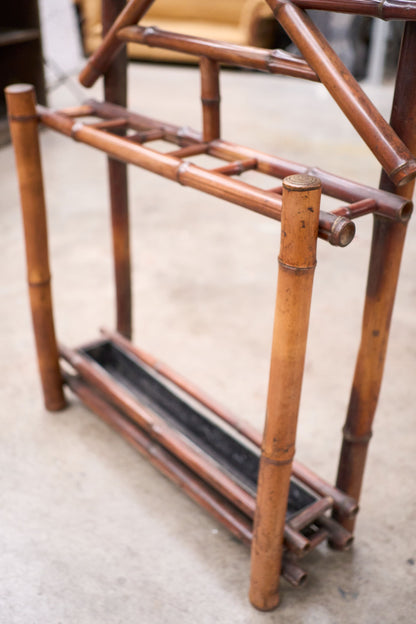 c.1900 Bamboo chinoiserie hall stand with mirror - TallBoy Interiors