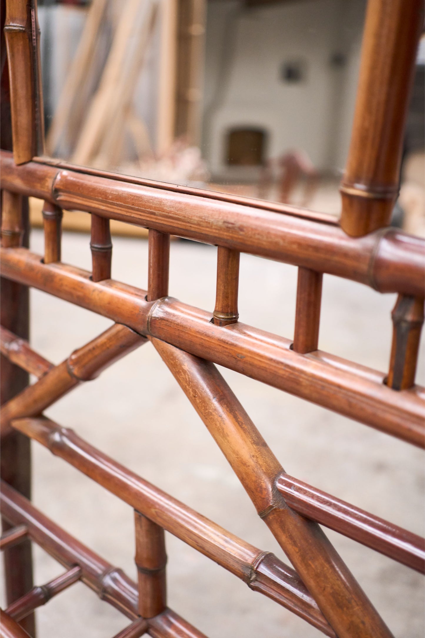 c.1900 Bamboo chinoiserie hall stand with mirror - TallBoy Interiors