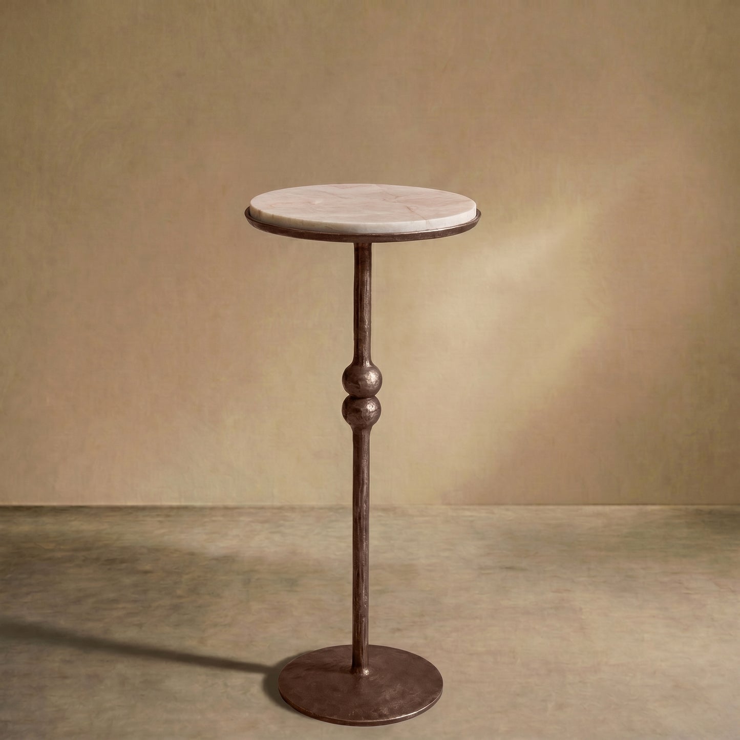 The 'Brokkr' forged Bronze martini table with quartzite top - TallBoy Interiors