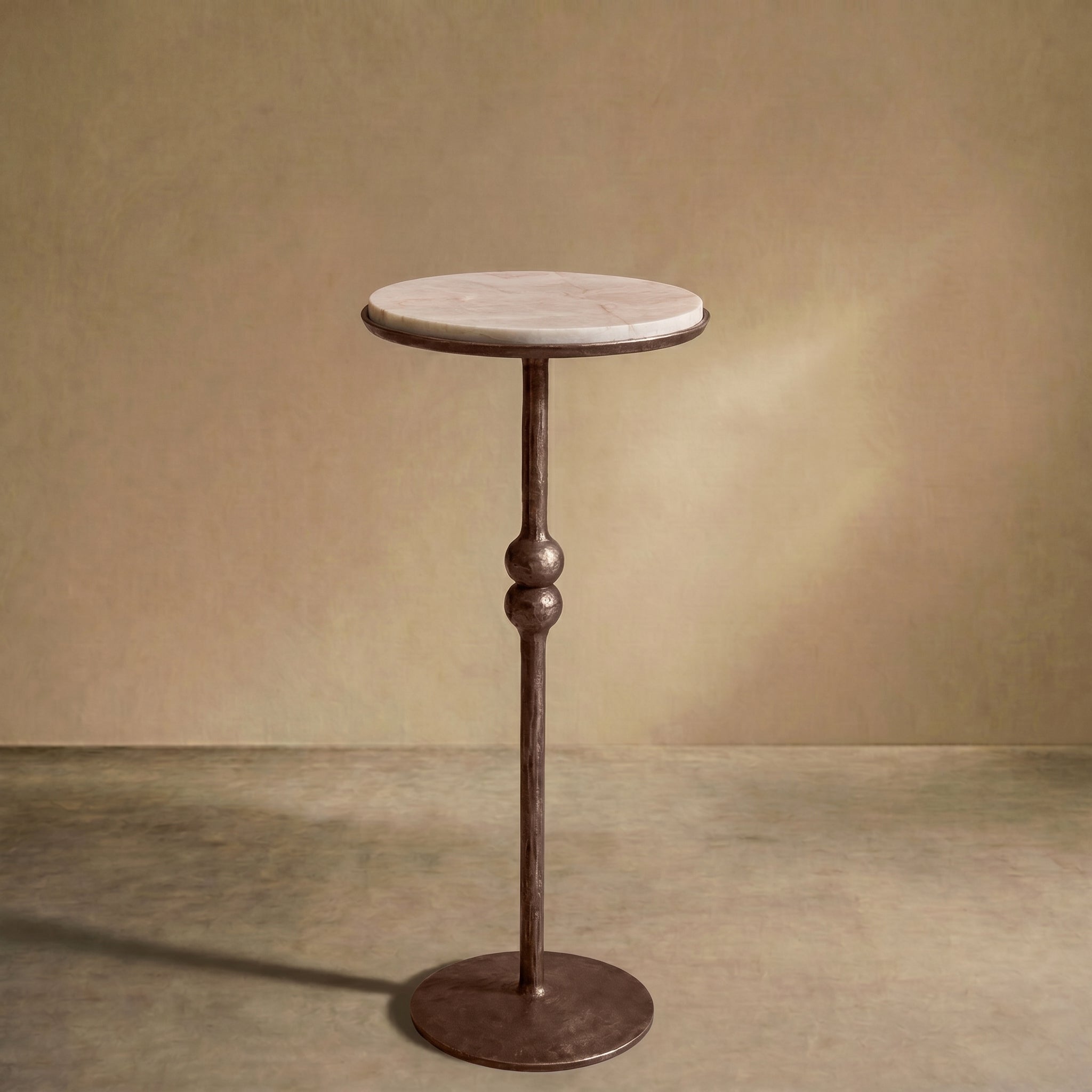 The 'Brokkr' forged Bronze martini table with quartzite top - TallBoy Interiors