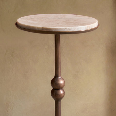 The 'Brokkr' forged Bronze martini table with quartzite top - TallBoy Interiors