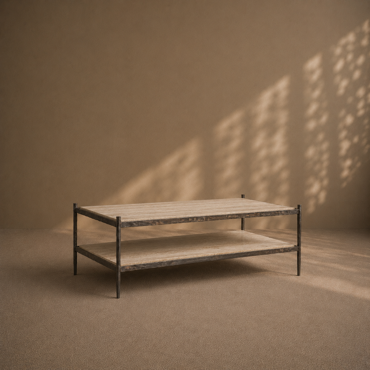 The forged 'Mjolnir' Coffee table - Travertine
