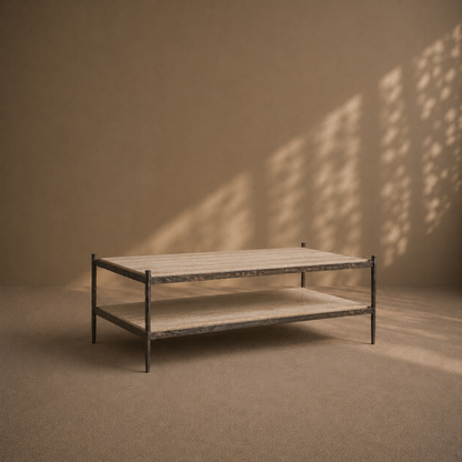 The forged 'Mjolnir' Coffee table - Travertine
