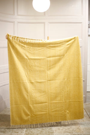 Recycled Wool Blanket in Mustard Herringbone - TallBoy Interiors