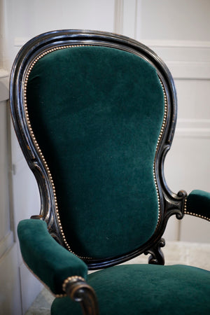 Pair of Napoleon III Balloon backed armchairs - TallBoy Interiors