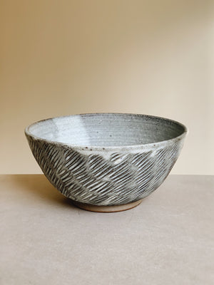 Matte white hand carved bowl By Eren