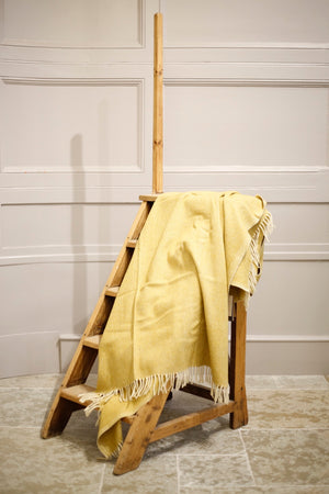 Recycled Wool Blanket in Mustard Herringbone - TallBoy Interiors