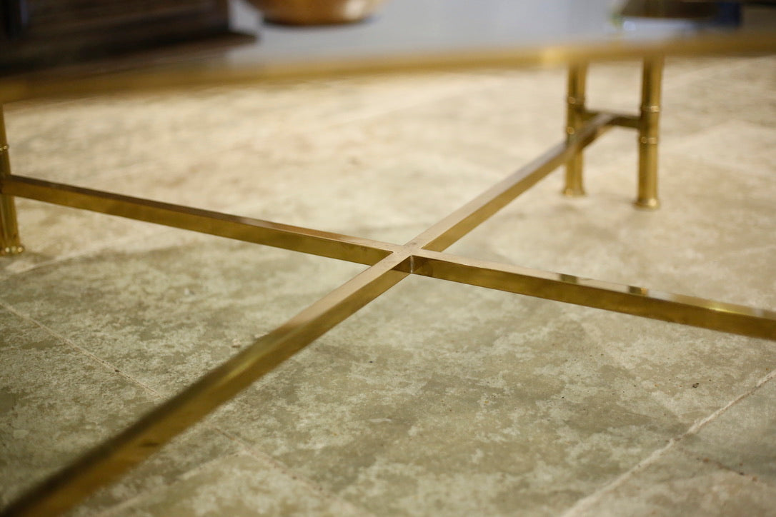 Mid century Brass and smoked glass coffee table - TallBoy Interiors