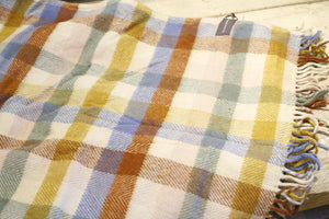 Recycled Wool Waterproof Picnic Blanket in coloured Herringbone Check