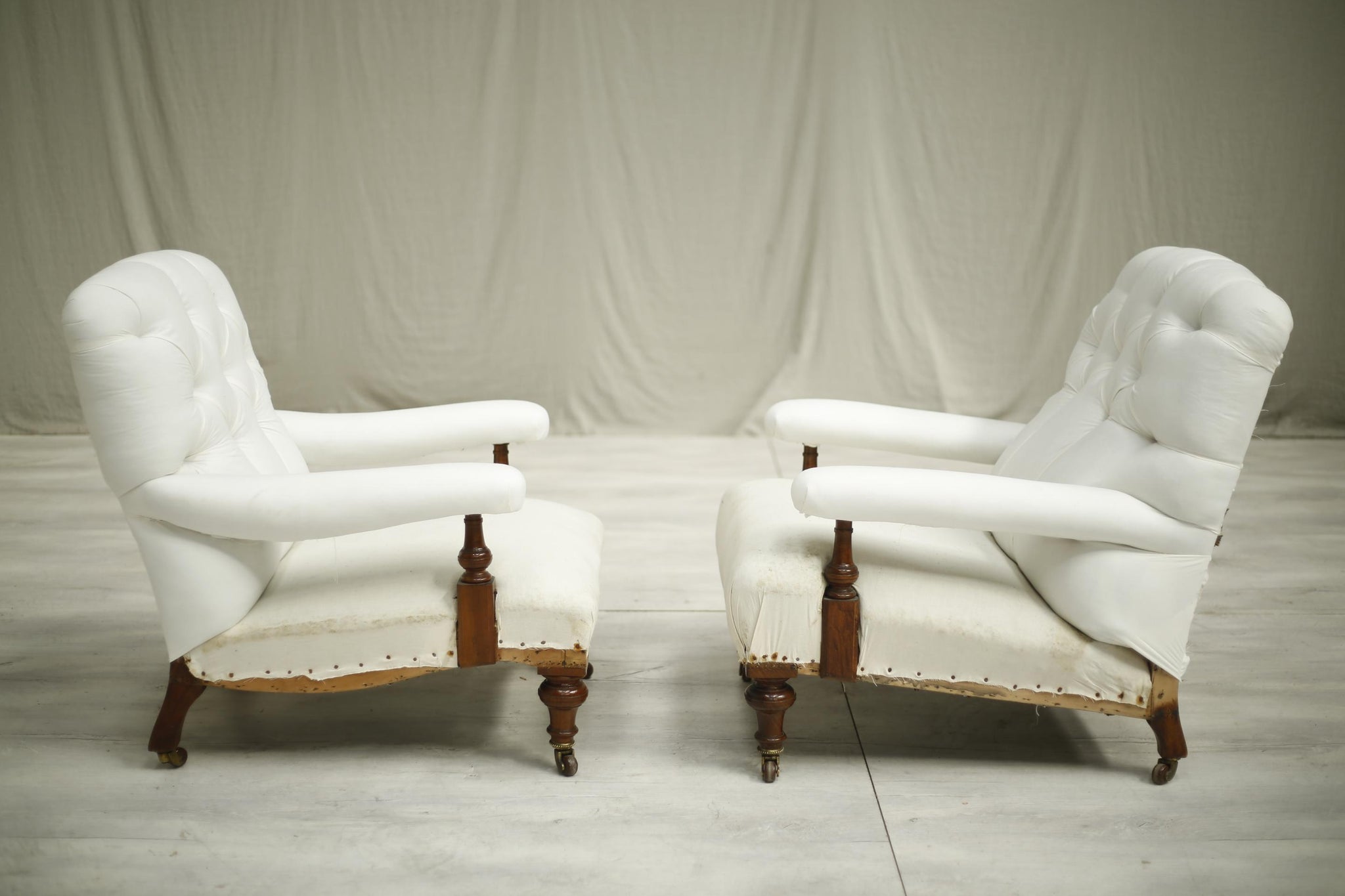RESERVED Antique Pair of 19th century country house open armchairs
