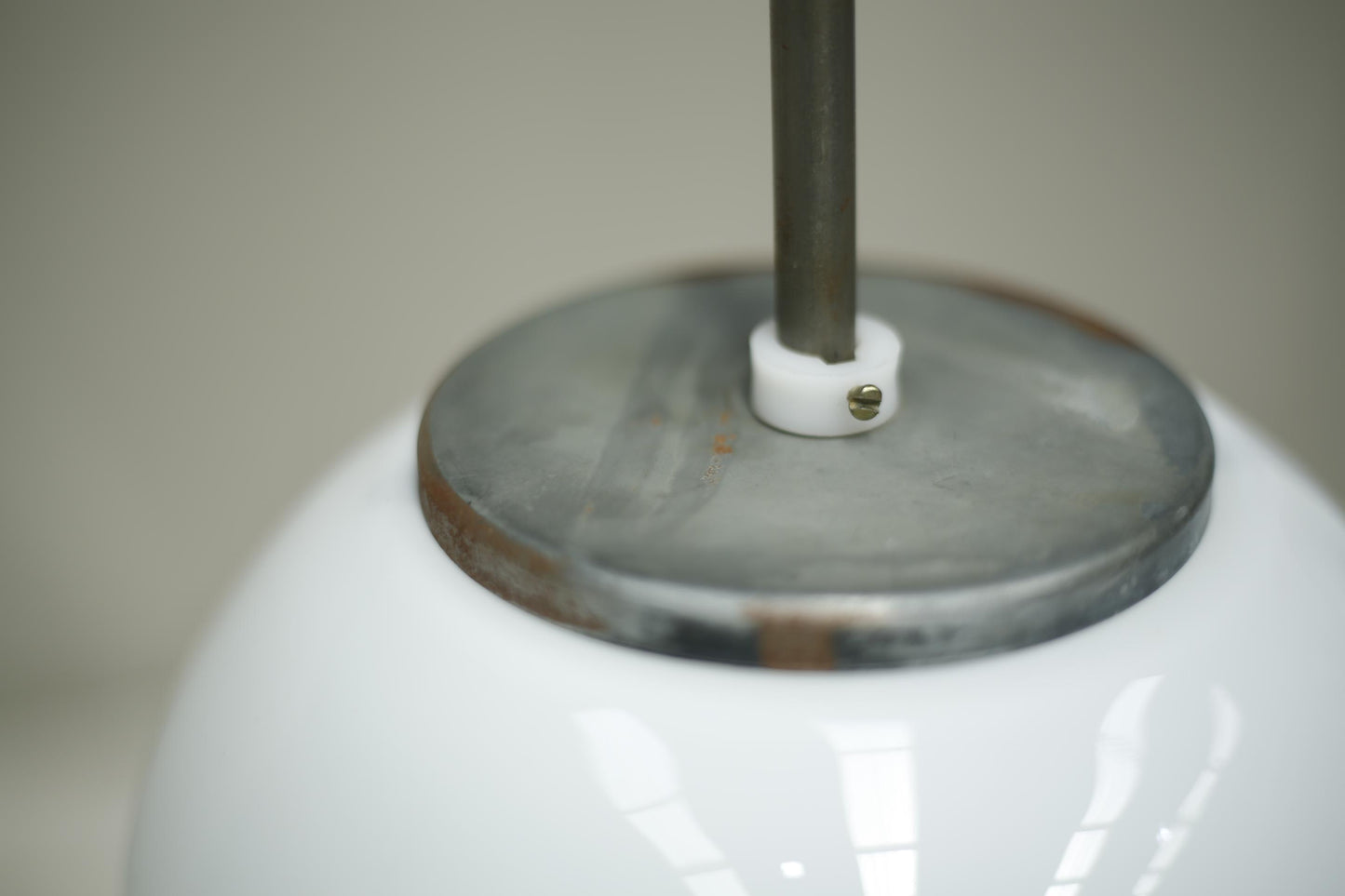 Run of 8 mid 20th century opaline pendant lights