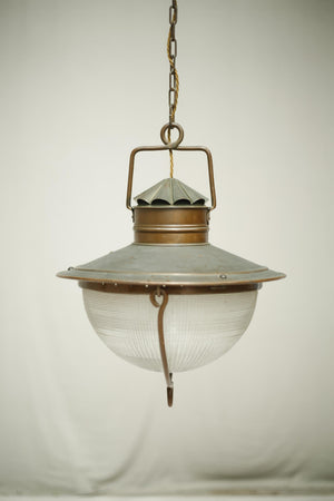 Antique 20th century Holophane copper pendant light