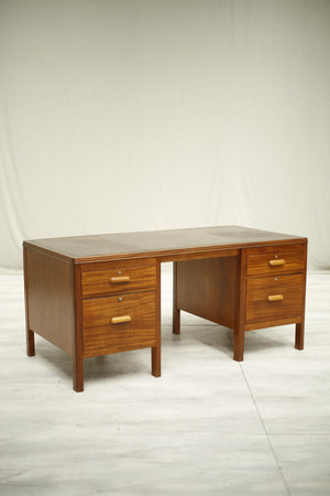 Vintage 1940's Teak leather topped desk