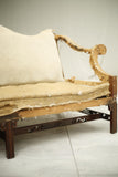 RESERVED Antique American c.1930's camel backed sofa with fret work stretcher