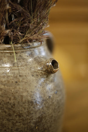 Early 20th century French nut oil jar- Grey glaze