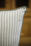 Pale blue ticking fabric scatter cushions- 20 inch