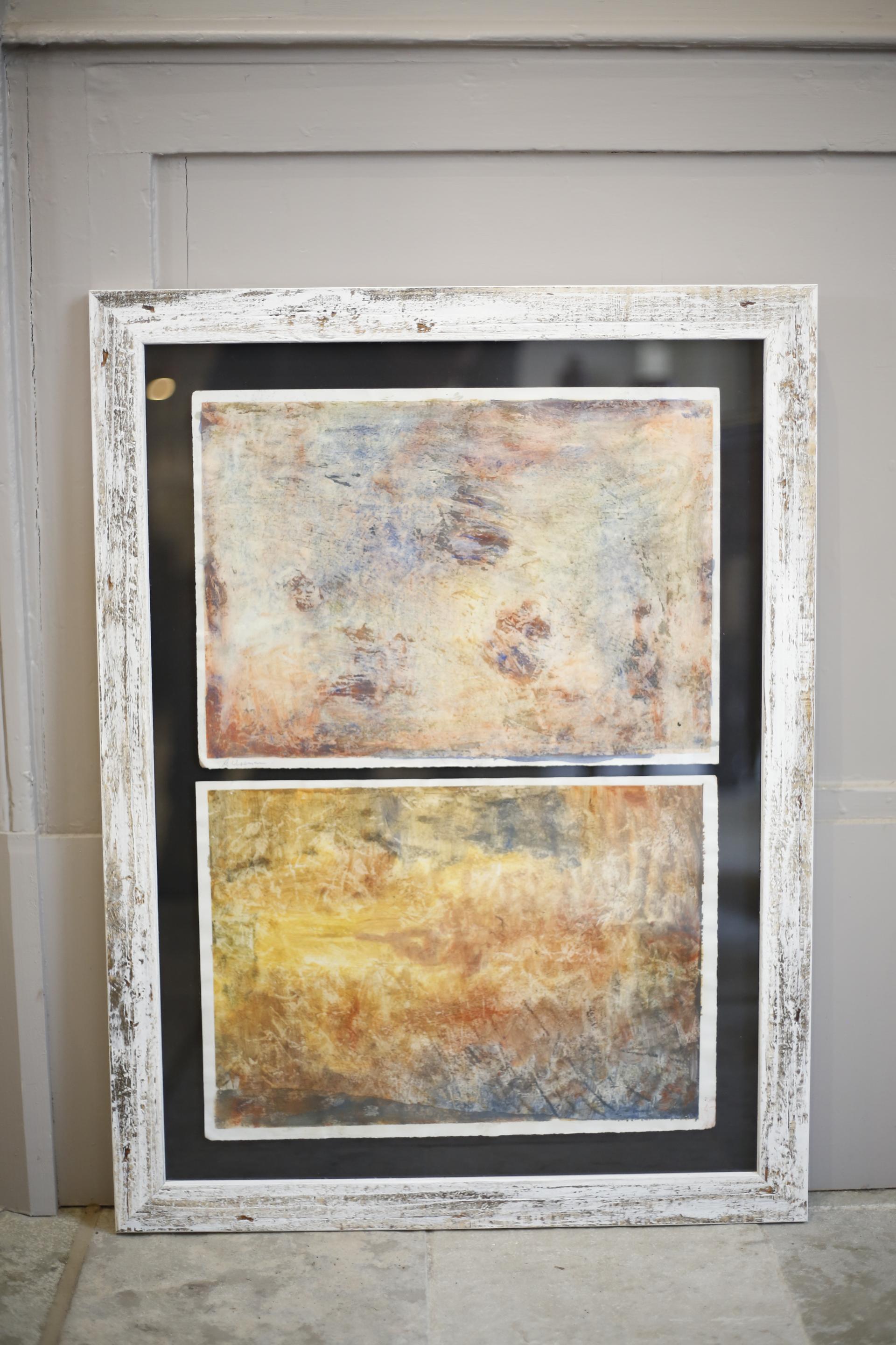 Mixed media abstract paintings by Philip Wiseman- Orange - TallBoy Interiors
