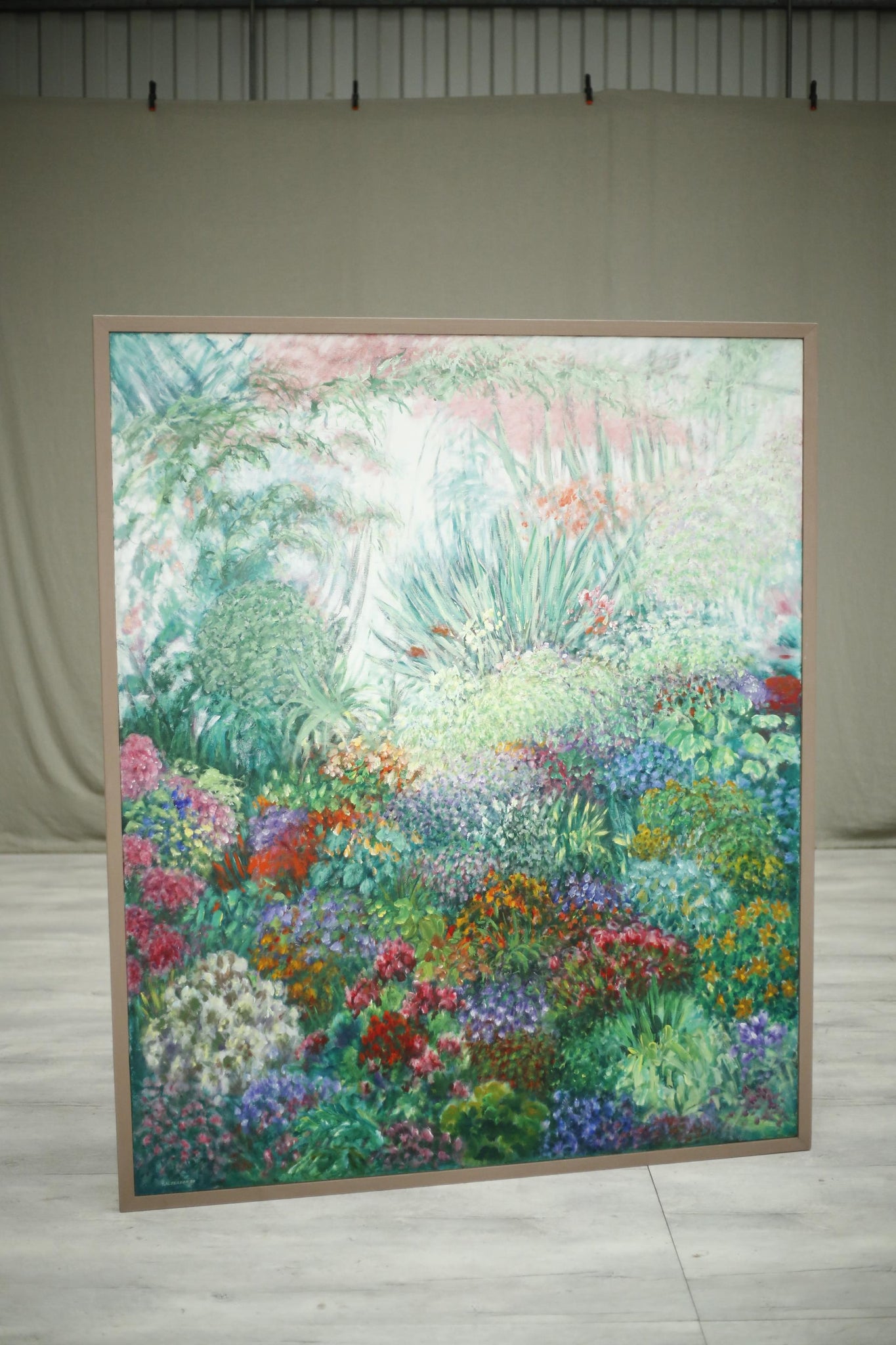 Huge 20th century oil on canvas botanical painting