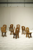 8x Early 20th century Elm Gothic dining chairs - TallBoy Interiors