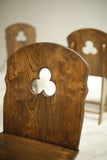 8x Early 20th century Elm Gothic dining chairs - TallBoy Interiors