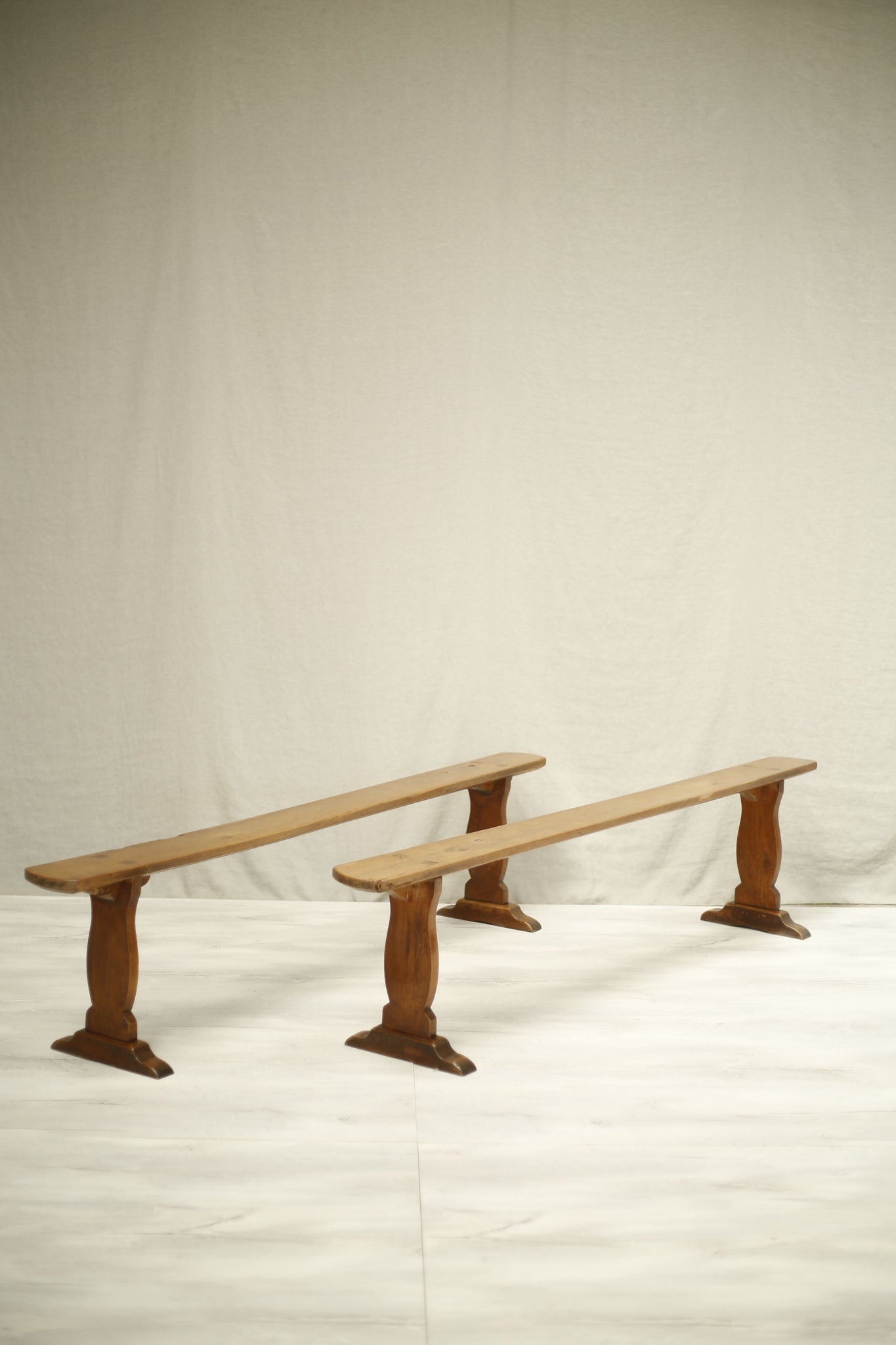 Pair of 19th century French cherrywood benches - TallBoy Interiors
