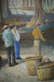 20th century Oil on canvas painting by Arthur Bateman - Harbour in Ostend