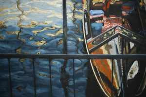 Oil on board painting of a Gondola by Ben Hughes