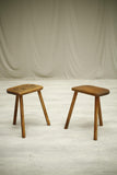Pair of 20th century French elm country stools No2