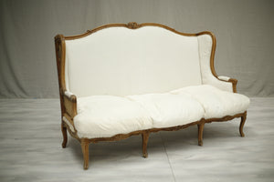 c.1900 Carved frame French Wingback sofa - TallBoy Interiors