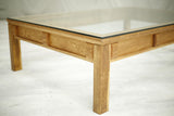 Large 20th century Oak and glass coffee table